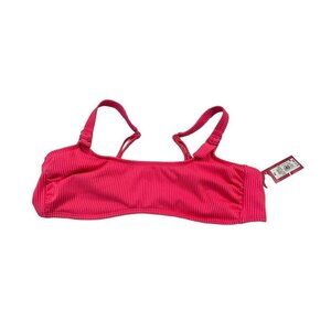 xhileration Swimsuit Top Bikini Neon Pink Orange Stripe Size XL‎